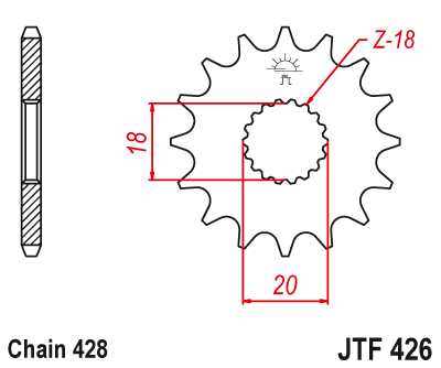 Zębatka przód JT 16 - JTF426-16