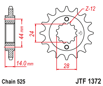 Zębatka przód JT 17 (525) - VT 750 SHADOW - JTF1372-17