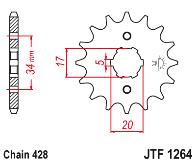 Zębatka przód JT (428) - cbr / xl / senda 125 - JTF1264-14