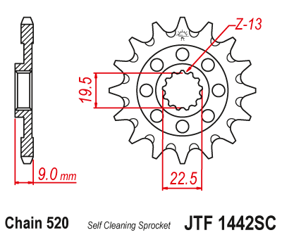 Zębatka przód JT Suzuki rmz 250 (13-19) - JTF1442SC-13