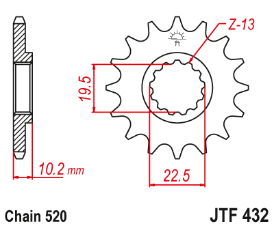 Zębatka przód JT rm 250 / drz 400 - JTF432-13