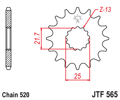 Zębatka przód JT - yamaha  yfz 450 / raptor 660 / yzf / wrf 400 / 426 / 450 - JTF565