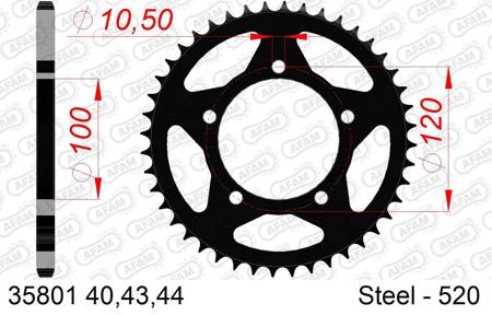 Zębatka tył 520 AFAM 40 aprilia rs 125 (06-12) - 35801-40 / JTR703-40