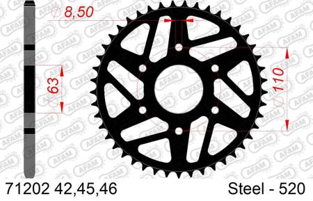 Zębatka tył 520 AFAM 45 Ktm duke 125 / 390 (14-20)- 71202-45 / JTR890-45