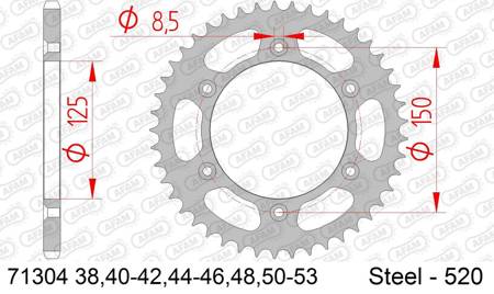 Zębatka tył 520 AFAM ktm exc/sx/sxf 125-530, husqvarna te/tc/fe/fc - 71304-50 / JTR897-50