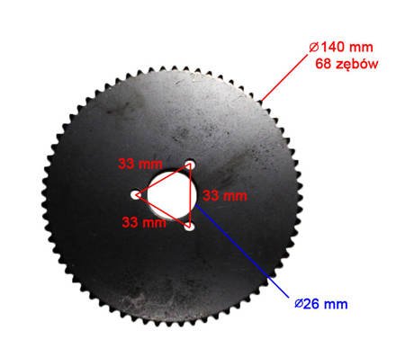 Zębatka tył 68 (25H) pocket mini bike, cross, quad - BX20030057