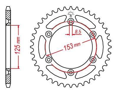 Zębatka tył FRANCE EQUIPEMENT - cr / crf 125 / 250 / 450 - SR301FE-51