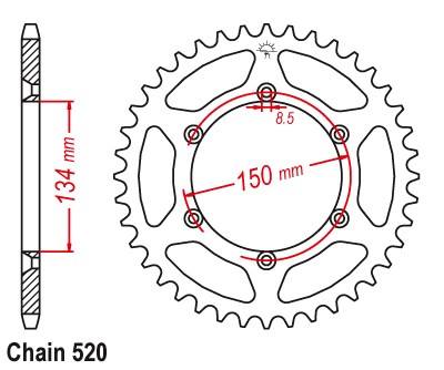 Zębatka tył FRANCE EQUIPEMENT - kx / klx / kxf 125 / 250 / 450 - SR460FE-49