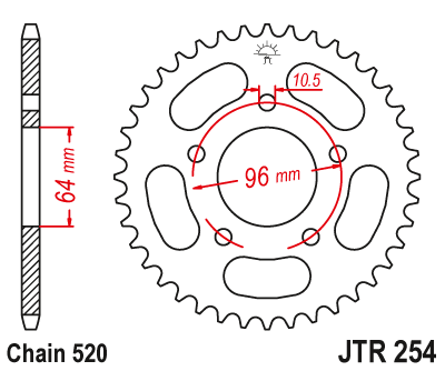 Zębatka tył JT 37 (520) - cbf 250 (04-06) - JTR254-37