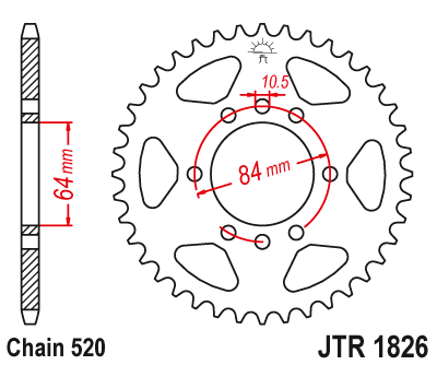 Zębatka tył JT 40 ltz 400 / kfx / dvx - JTR1826-40