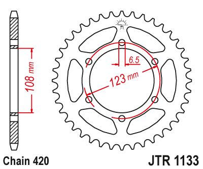 Zębatka tył JT (420) - rx / rs / rs4 / senda / gpr - JTR1133-53