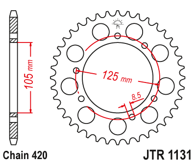 Zębatka tył JT (420) - xp6 / xlimit / dt / mrx 50 - JTR1131-53