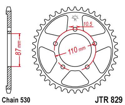 Zębatka tył JT 47 (530) - gsxr 600 / 750 / 1000 / bandit gsf 600 - JTR829-47