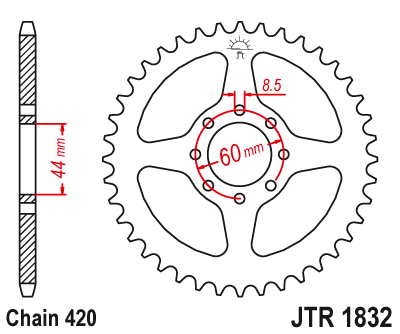 Zębatka tył JT 52 (420) - dt 50 r (99-02) - JTR1832-52