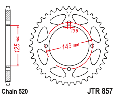 Zębatka tył JT (520) - xv virago 125, tt 600 r / tenere 660 / xt - JTR857-47