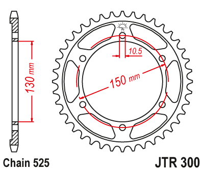 Zębatka tył JT (525) - TDM 900 / FZ8 FAZER / XL 600 / 700 TRANSALP - JTR300-42