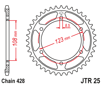 Zębatka tył JT 60 (428) - Aprilia RS4 125 (11-16) - JTR25-60