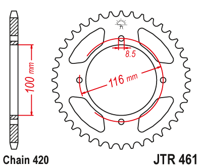 Zębatka tył JT Kawasaki kx 80 / 85 / 100 (00-19) - JTR461-50