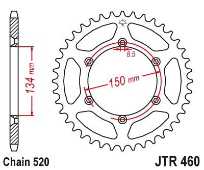 Zębatka tył JT Kawasaki kx / klx / kxf 125 / 250 / 450 - JTR460-50