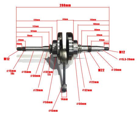 Zestaw Wał + Uszczelki + Uszczelniacze GY6 125 QMI 46cm Skuter 4T - WUU46GY6125-WYBOR