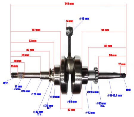 Zestaw Wał + Uszczelniacze silnika GY6 139QMB QMA 50cc skuter 4T - WUGY650