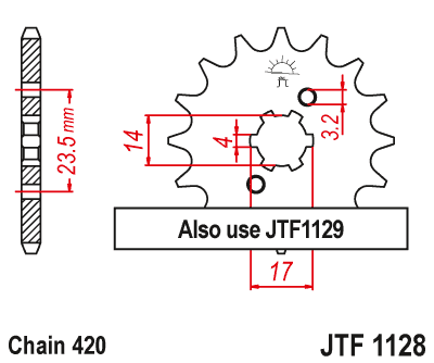 Zębatka przód JT (420) RS / RS4 / SX / GPR / SENDA / SMT / RCR 50 - JTF1128-11