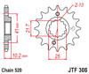 Zębatka przód JT (520) - mt-03 / xtz 660 tenere / xt - JTF308-15