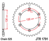 Zębatka tył JT 42 (525) - dr 650 se - JTR1791-42